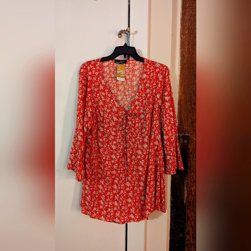 NWT salmon boho chic tunic top, size 1X